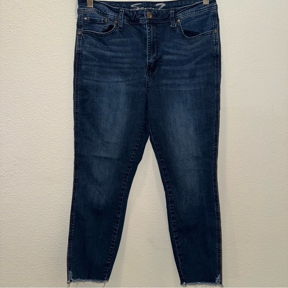 Seven7 High Rise Ankle Skinny jeans size 12 stretch raw hem - Picture 2 of 13